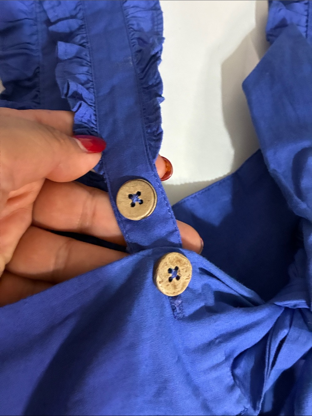 Free People Cobalt Blue Ruffle Strap Maxi Dress with Back Tie - Picture 8 of 9